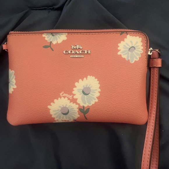 Coach Orange Floral Wristlet - Picture 1 of 4